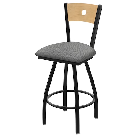 25 Swivel Counter Stool,Black Wrinkle,Nat Back,Graph Seat